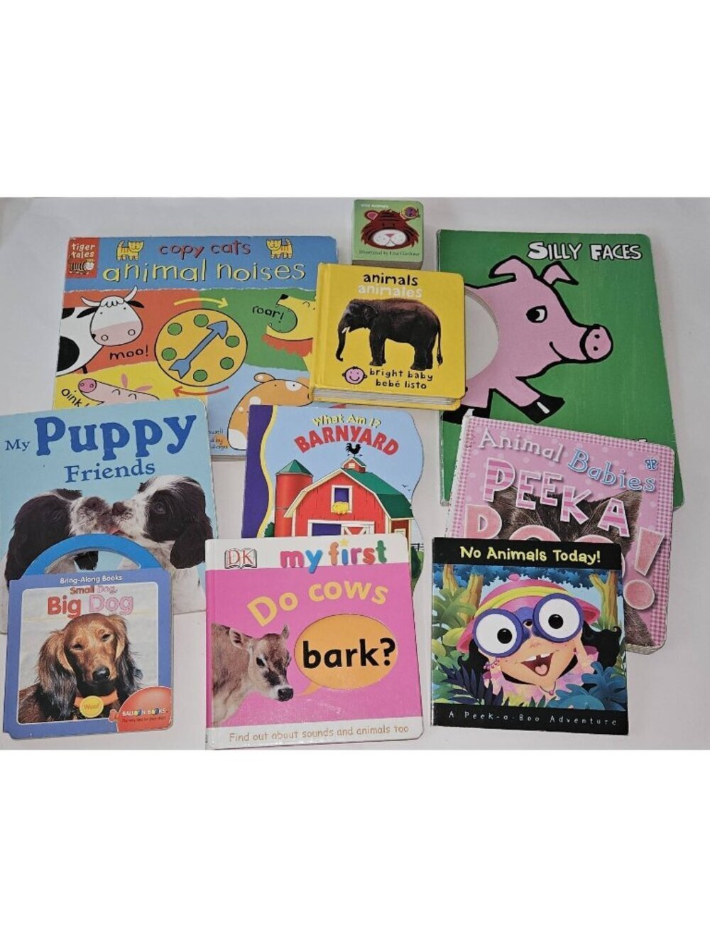 10 Animals Board Book Lot Wild Silly Faces Farm Dogs Cats Noises Do Cows Bark